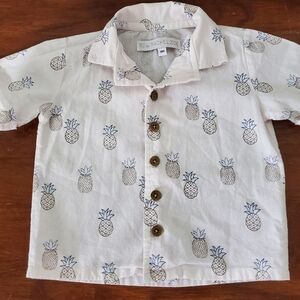 Rachel Zoe Kids Pineapple Button-Down Shirt - Cream and Blue